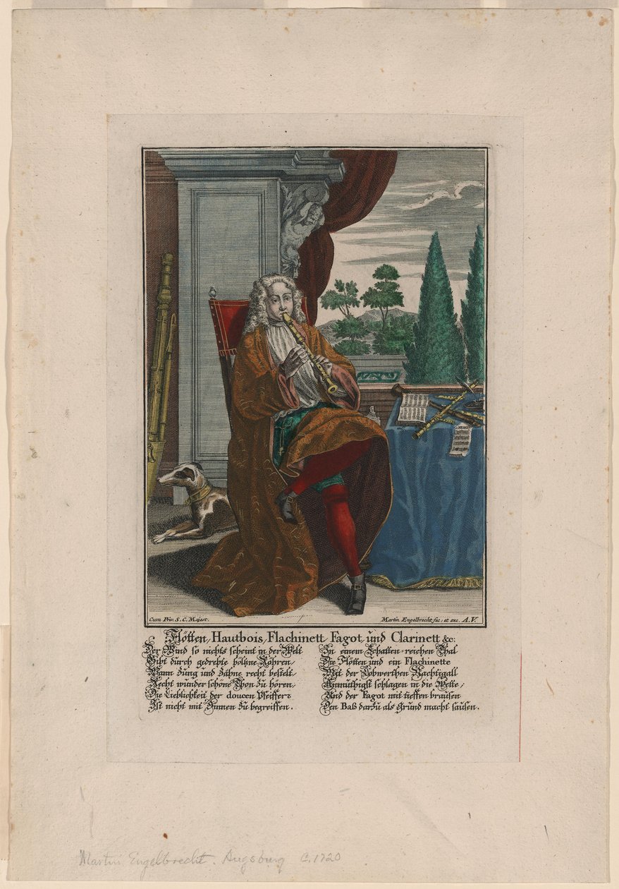 Träblåsinstrument, ca 1720-1730 av Martin Engelbrecht