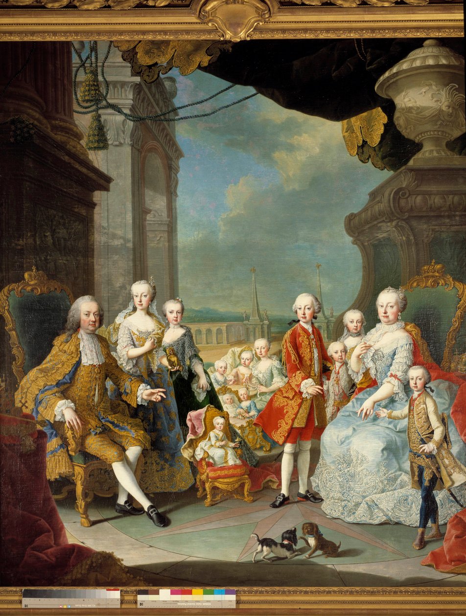 Maria Theresia omgiven av sin familj, 1754 av Martin II Mytens or Meytens