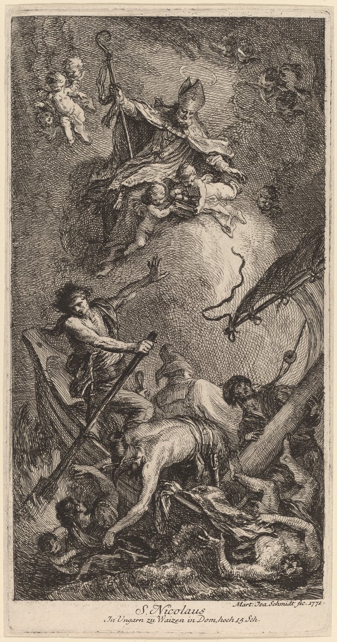 Saint Nicholas räddar sjömän av Martin Johann Schmidt