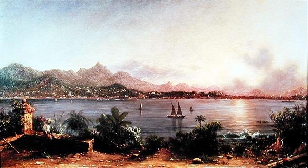 Hamnen i Rio de Janeiro (olja på duk) av Martin Johnson Heade