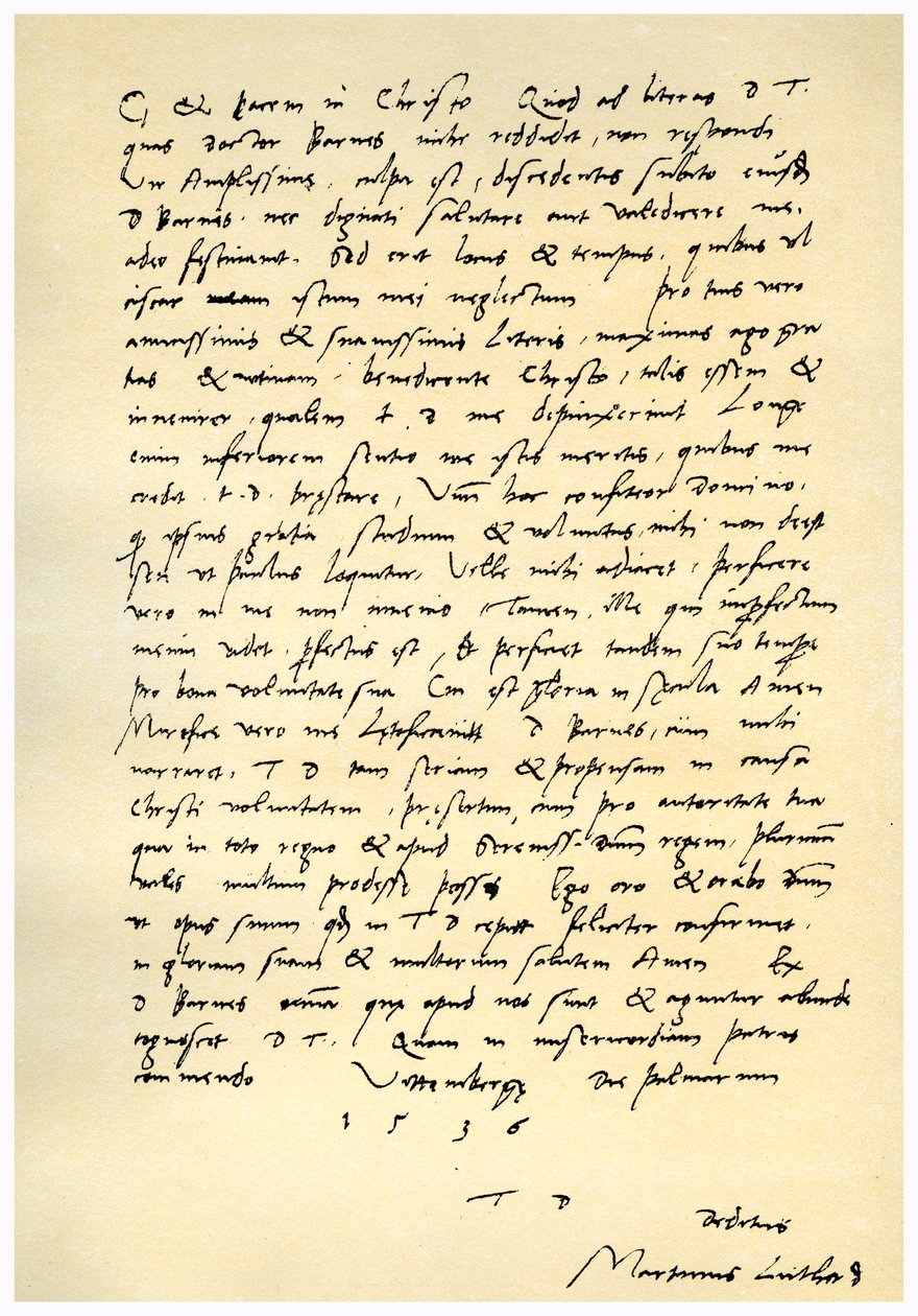 Brev från Martin Luther till Thomas Cromwell, 9 april 1536 av Martin Luther
