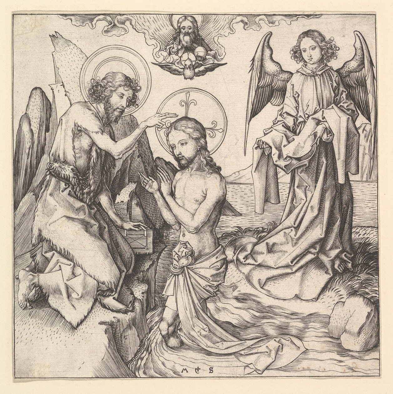 Kristi dop, ca. 1470-1474. av Martin Schongauer