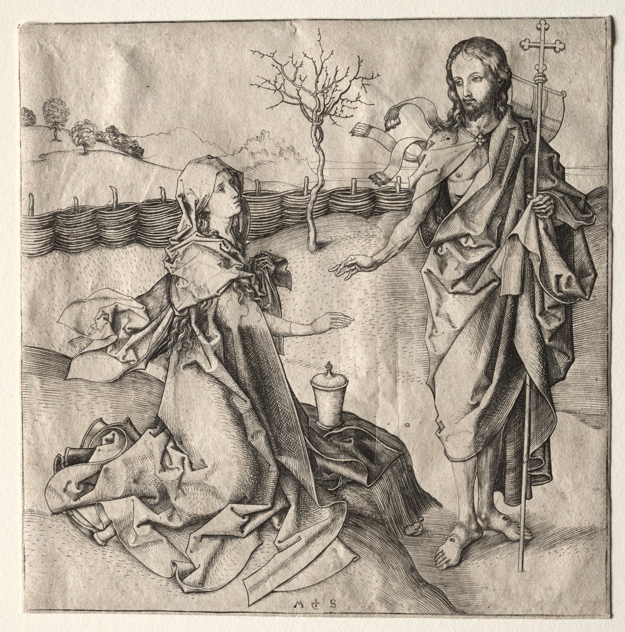 Kristus visar sig för Magdalena. av Martin Schongauer