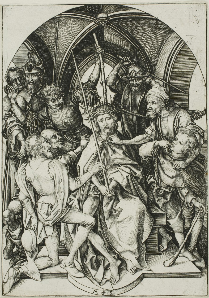 Kristus krönt med törnar, från The Passion av Martin Schongauer