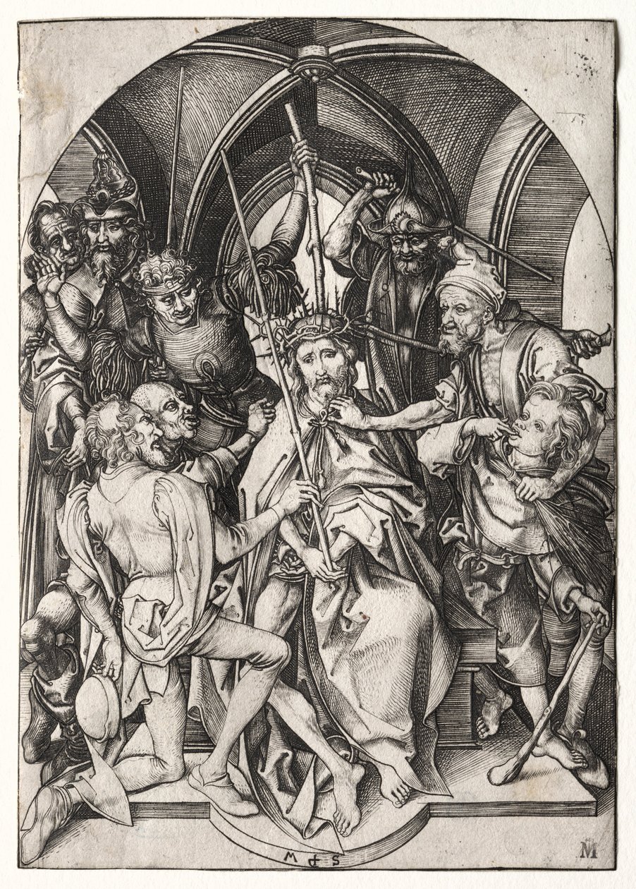 Kristus krönt med törnar. av Martin Schongauer