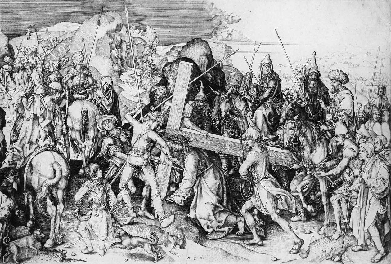 Kristus som bär sitt kors, ca 1475 (gravyr) av Martin Schongauer
