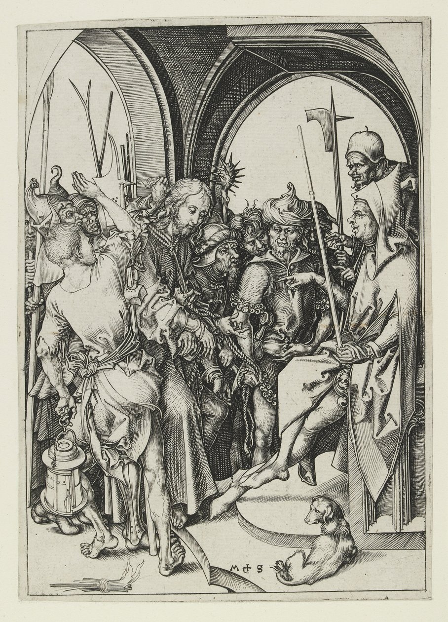 Kristus före Annas, sent 1400-tal av Martin Schongauer