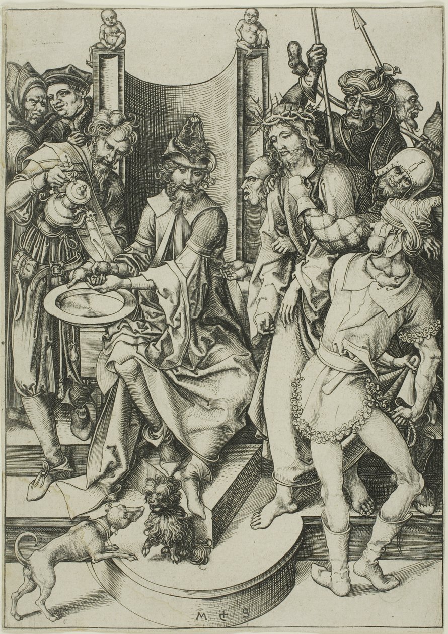 Kristus före Pilatus, från The Passion av Martin Schongauer