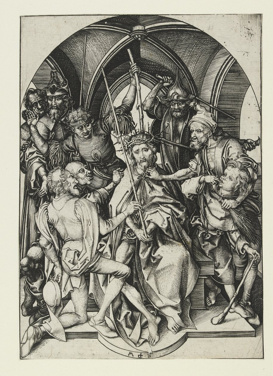 Kristus krönt med törnar, sent 1400-tal av Martin Schongauer