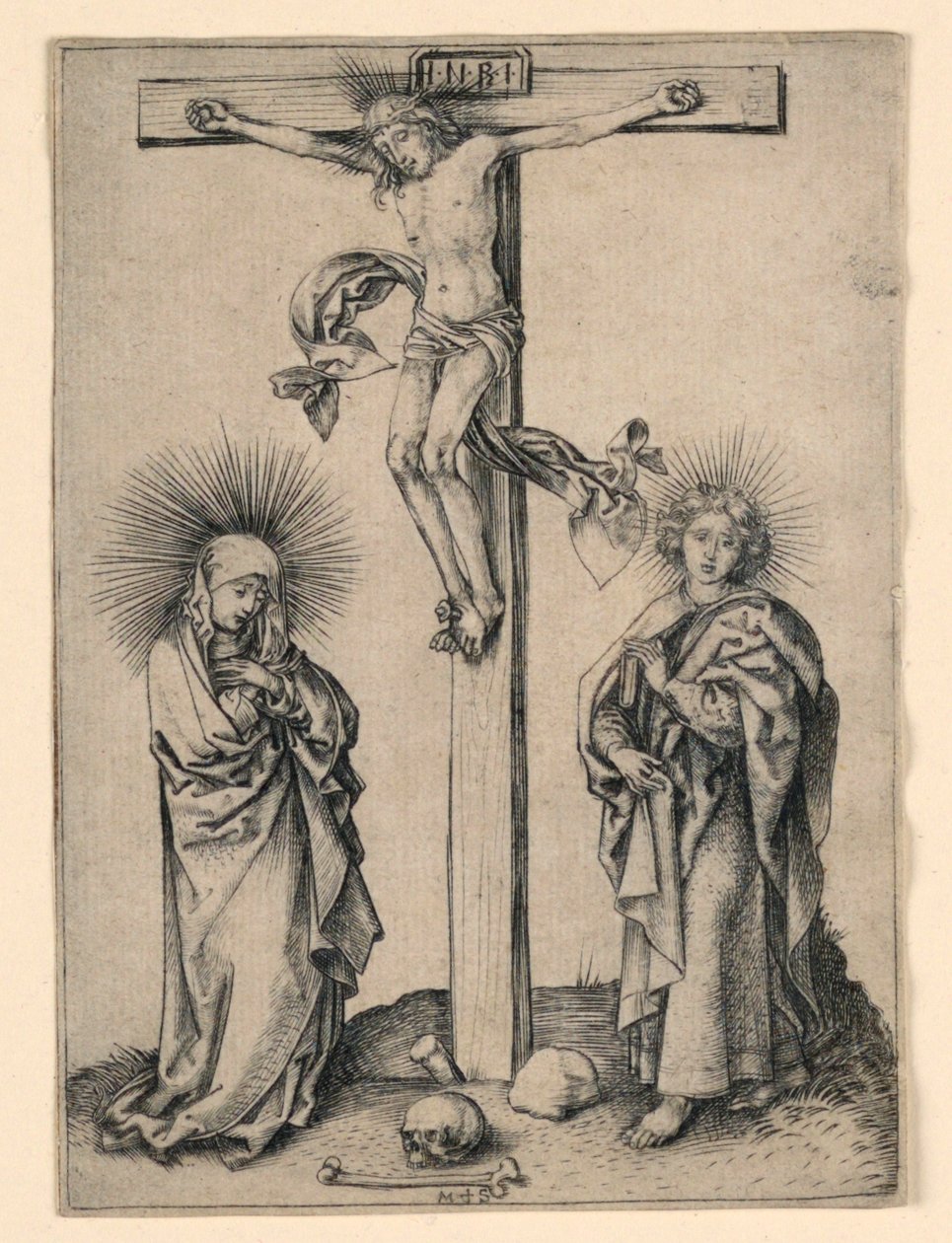 Kristus på korset med Maria och Johannes av Martin Schongauer