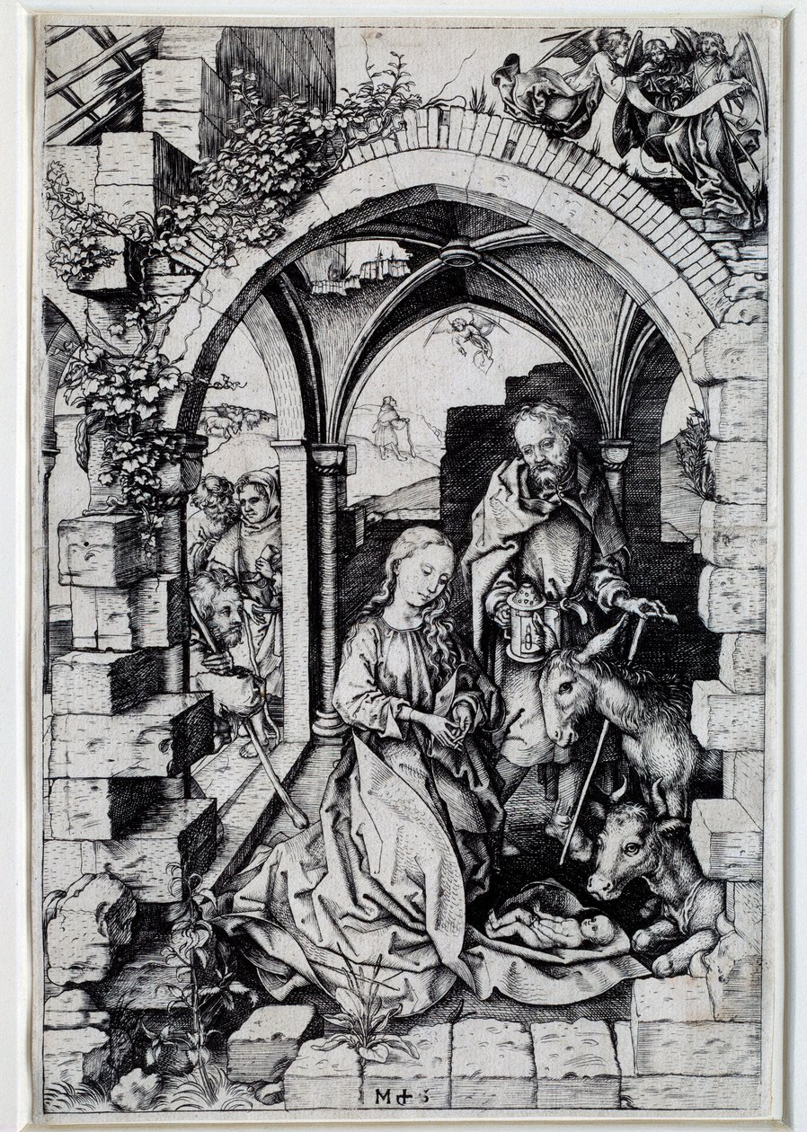 Nativitteckning av Martin Schongauer (1450-1491) 1400-talets Paris. av Martin Schongauer