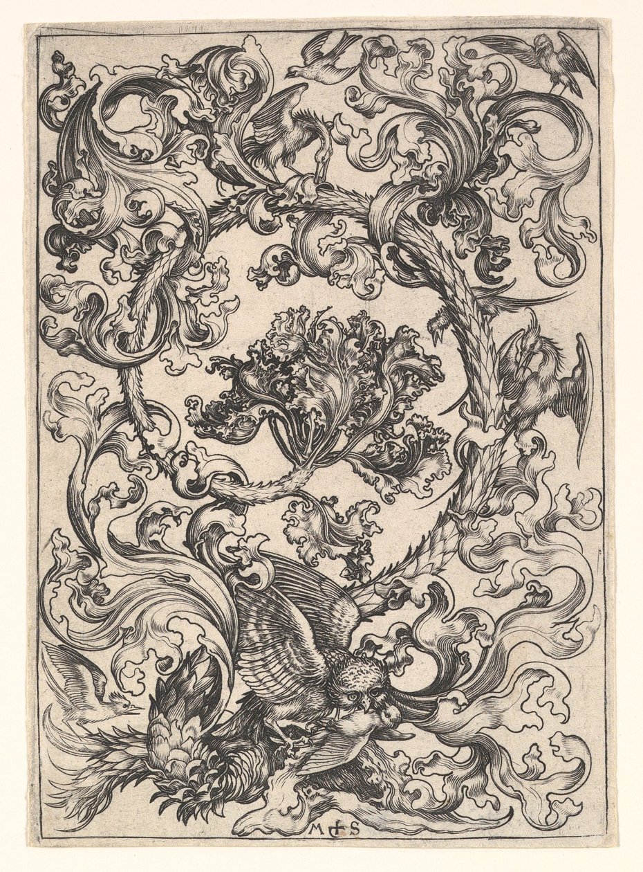 Prydnad med Owl Mocked by Day Birds, ca. 1435-1491. av Martin Schongauer