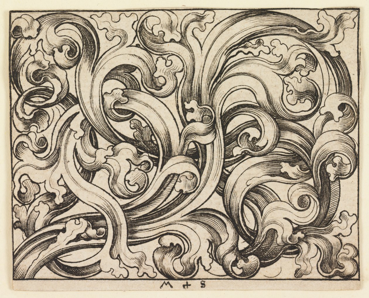 Horisontell fyllning på en ljus bakgrund (horisontell prydnad) av Martin Schongauer