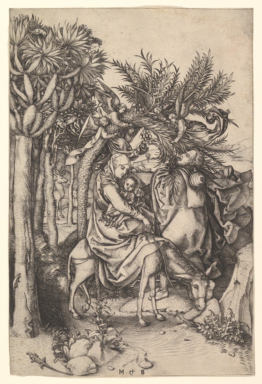 Vila på flykten till Egypten, ca. 1435-1491. av Martin Schongauer