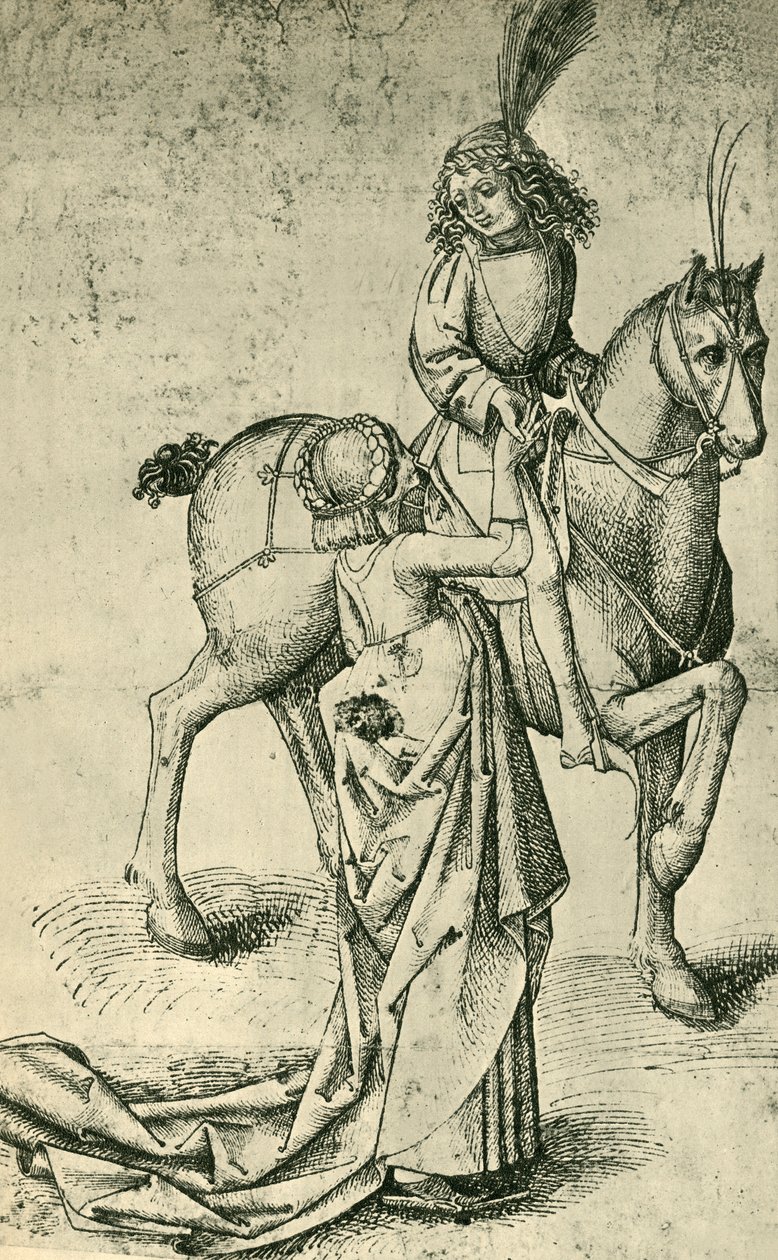Ryttare och kvinna, c1480, 1943. av Martin Schongauer