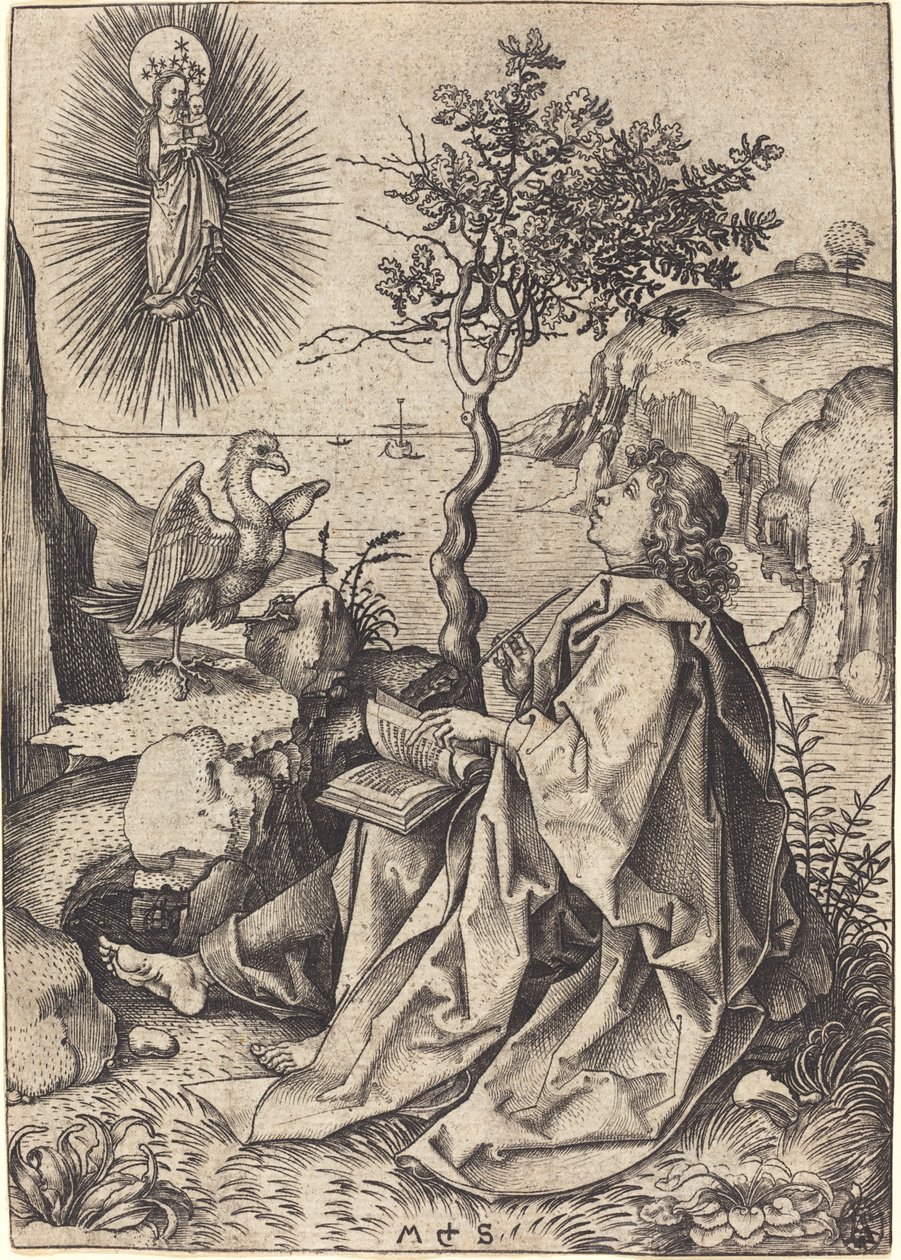 Sankt Johannes på Patmos av Martin Schongauer