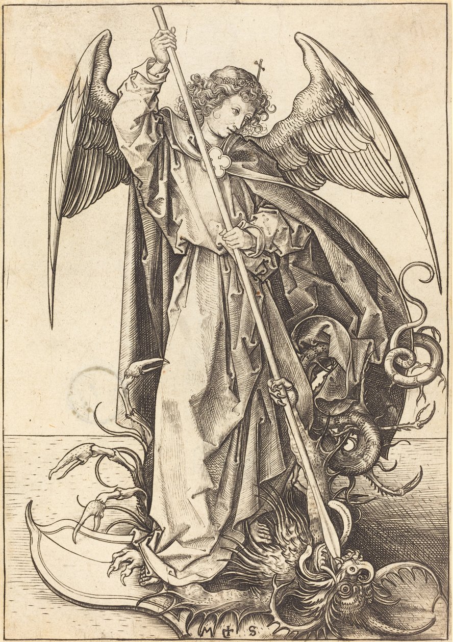 Saint Michael som dräpar draken av Martin Schongauer