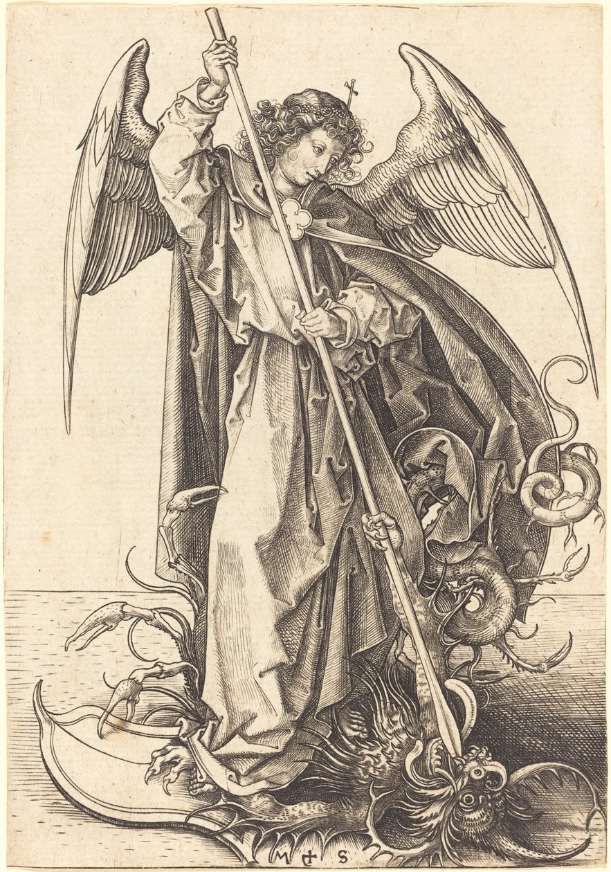 Saint Michael som dräpar draken av Martin Schongauer