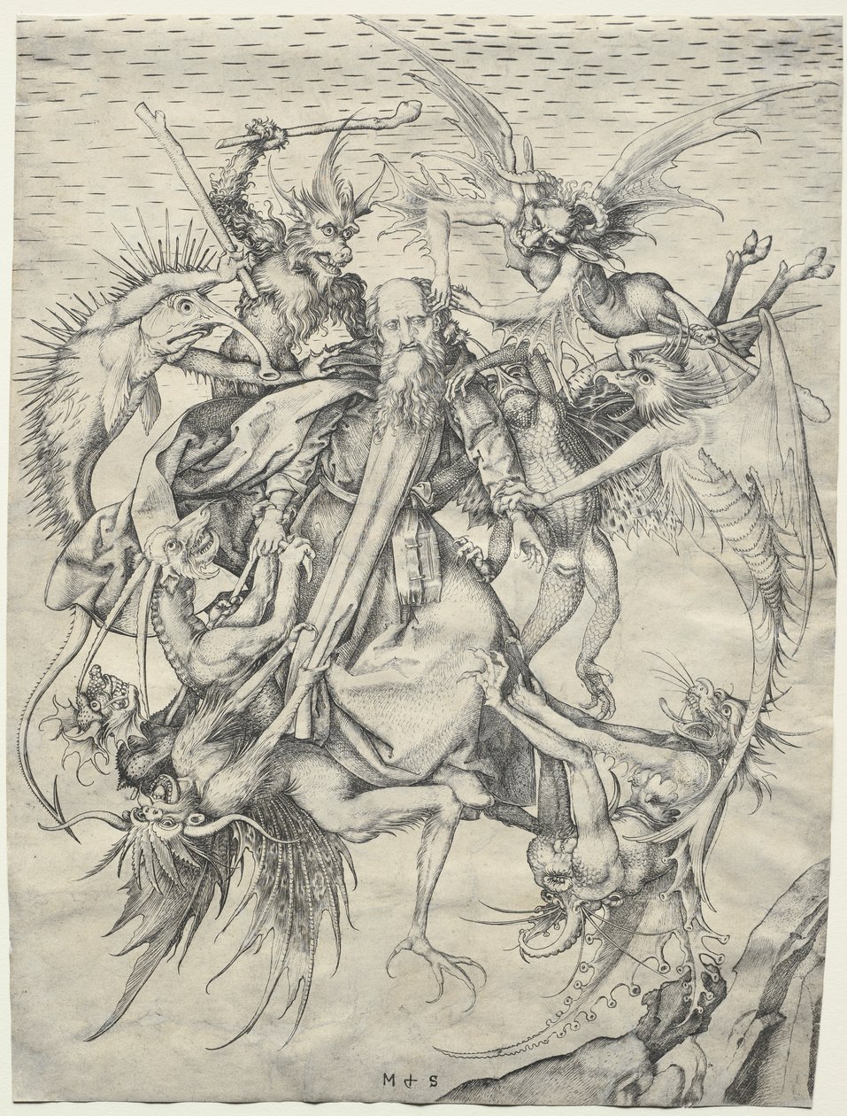 Sankt Antonius plågas av djävlarna, 1400-talet. av Martin Schongauer
