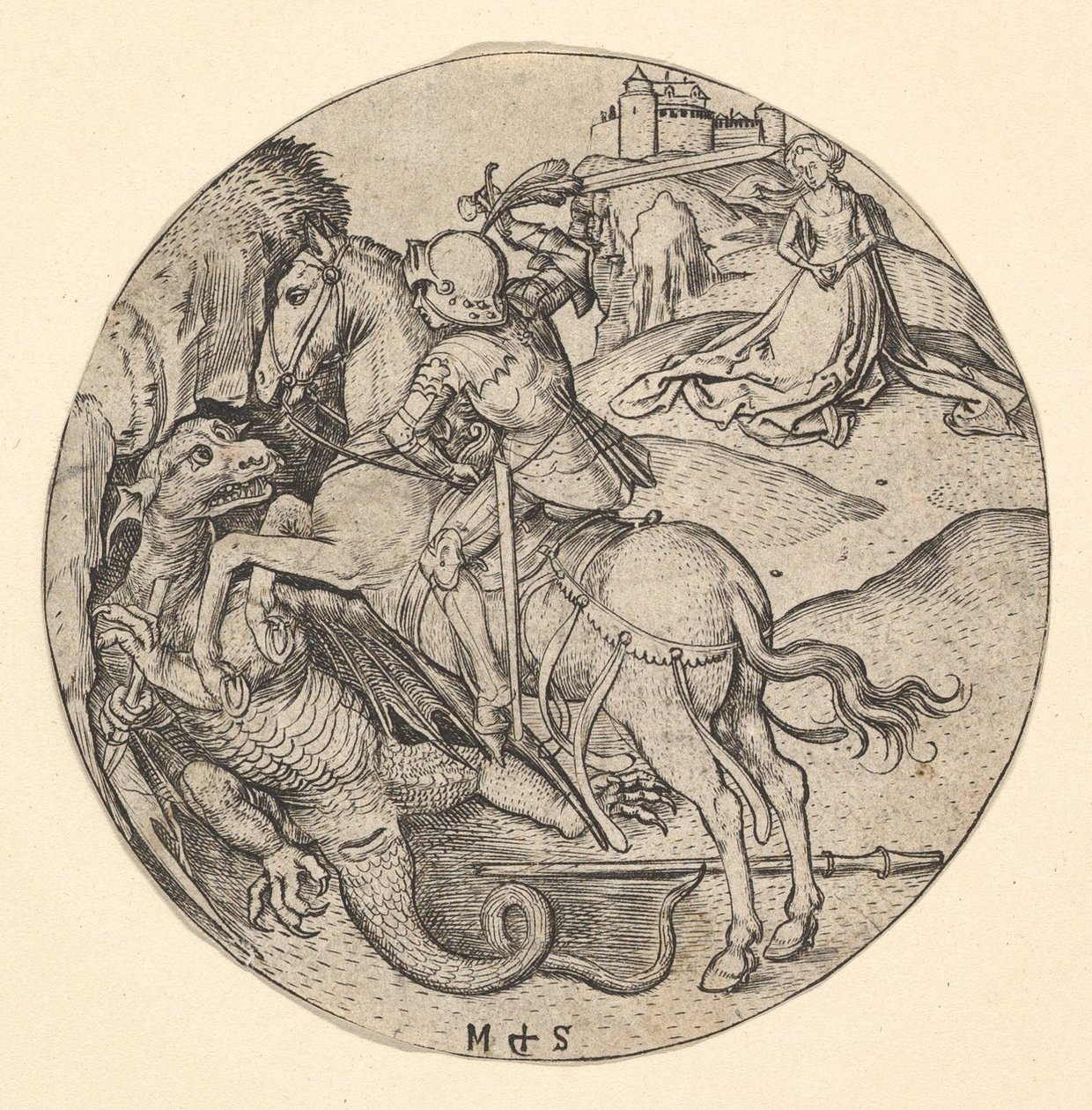 St George Slaying the Dragon, ca. 1435-1491. av Martin Schongauer