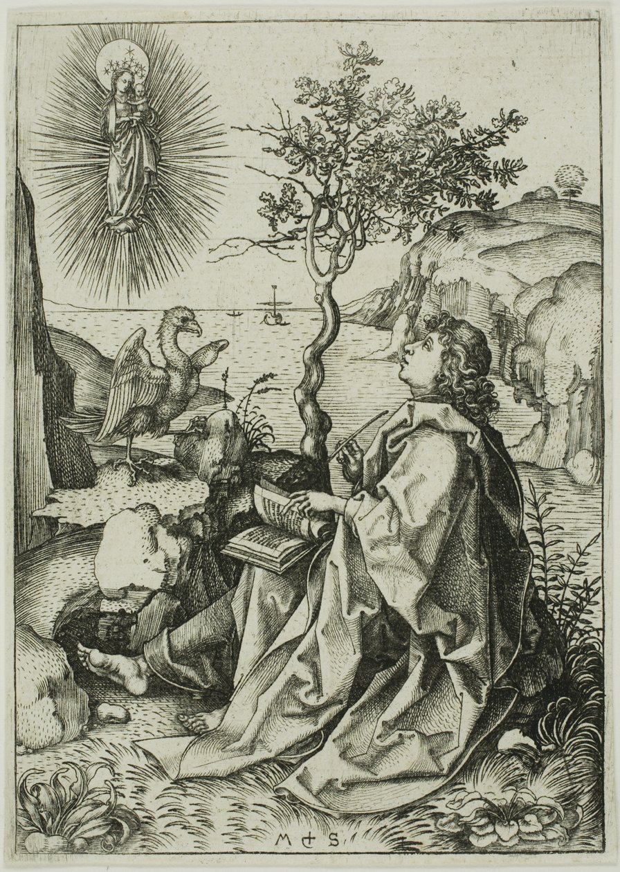 Johannes evangelisten på Patmos av Martin Schongauer