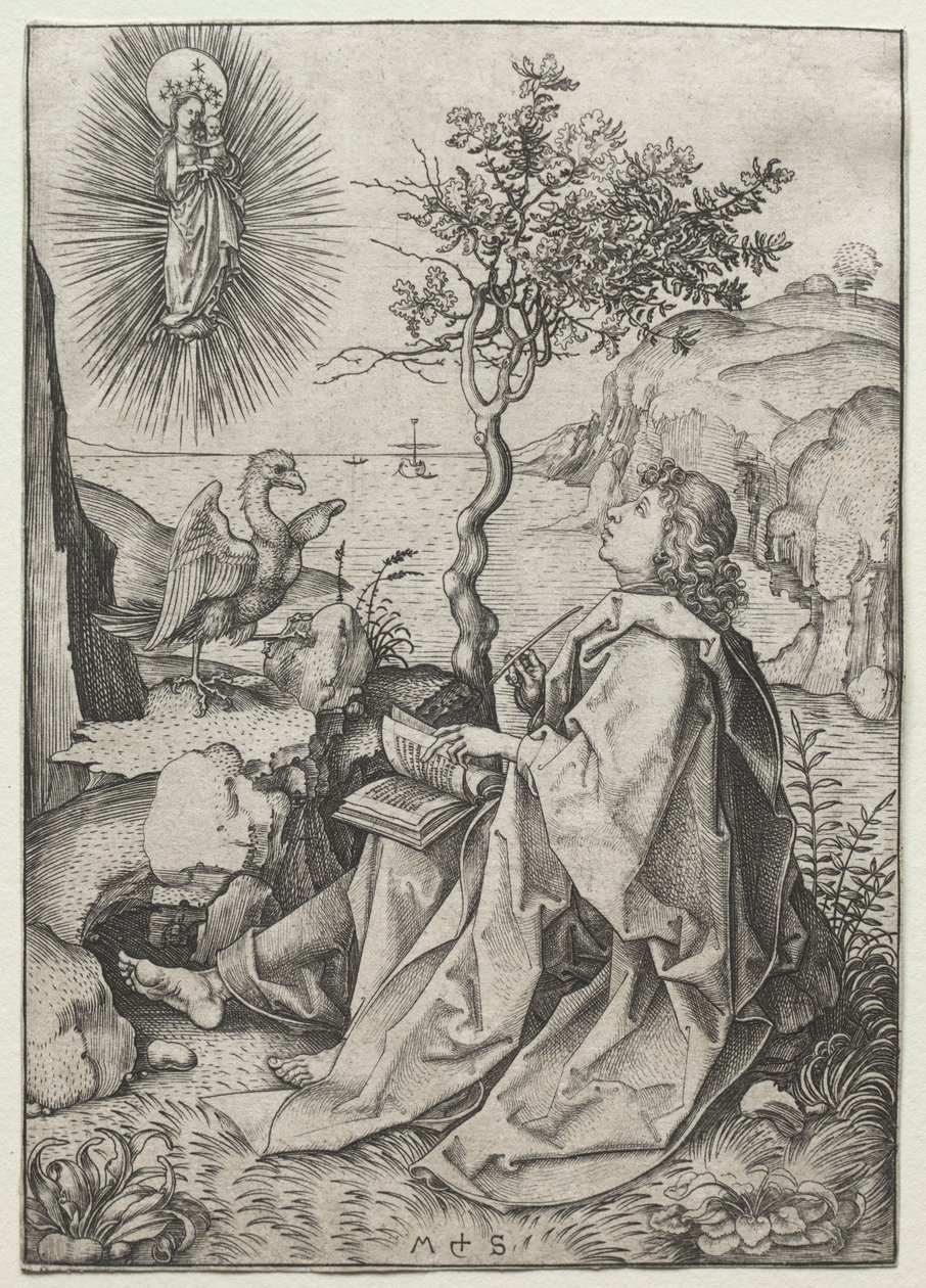 Johannes evangelisten på ön Patmos av Martin Schongauer