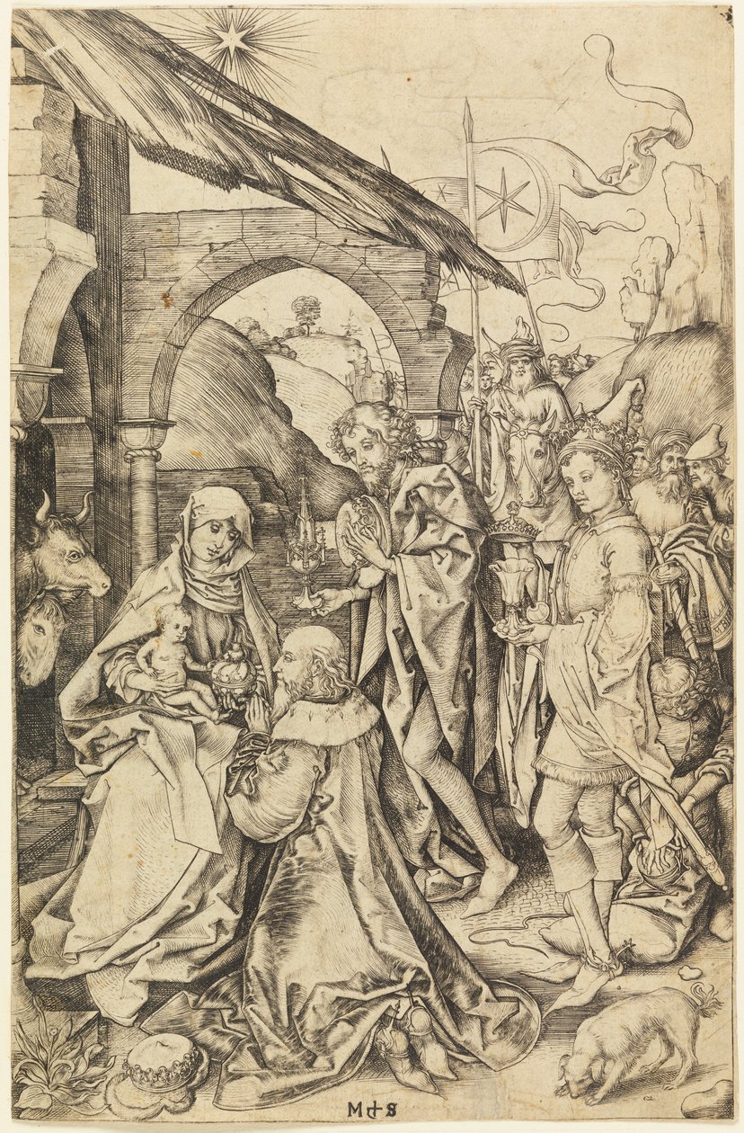 Tillbedjan av Magi av Martin Schongauer
