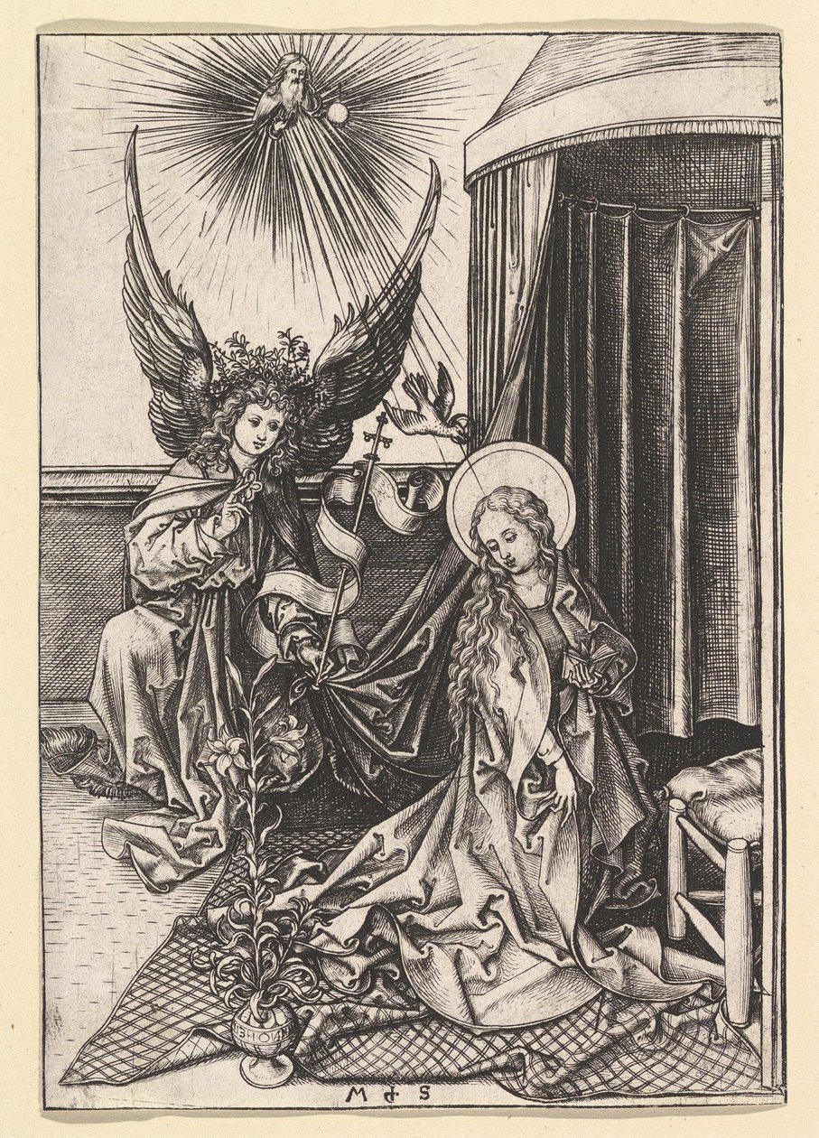 Bebådelsen, ca. 1435-1491. av Martin Schongauer