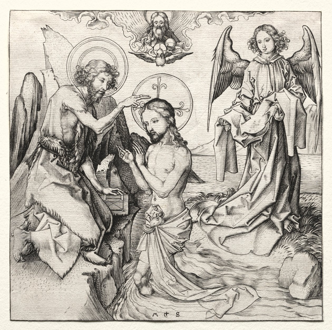 Kristi dop i Jordan, ca. 1480-90. av Martin Schongauer