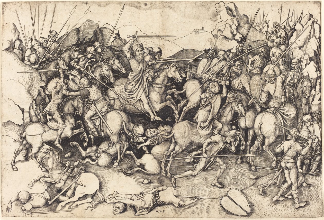 Slaget vid Sankt Jakob vid Clavijo av Martin Schongauer