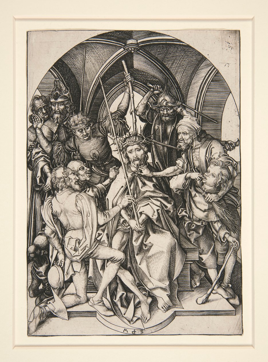 The Crowning with Thorns, från serien The Passion av Martin Schongauer