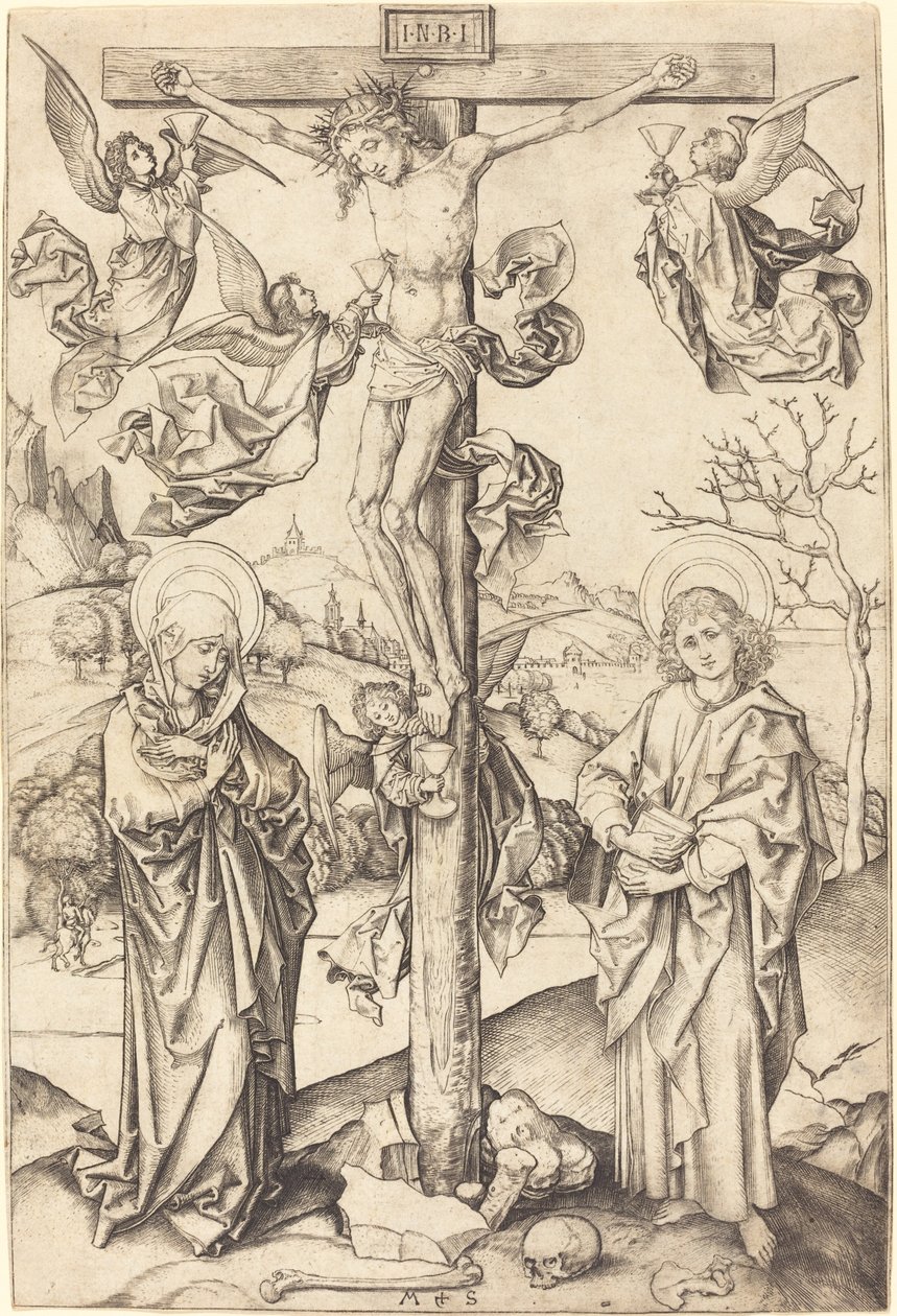 Korsfästelsen med fyra änglar av Martin Schongauer