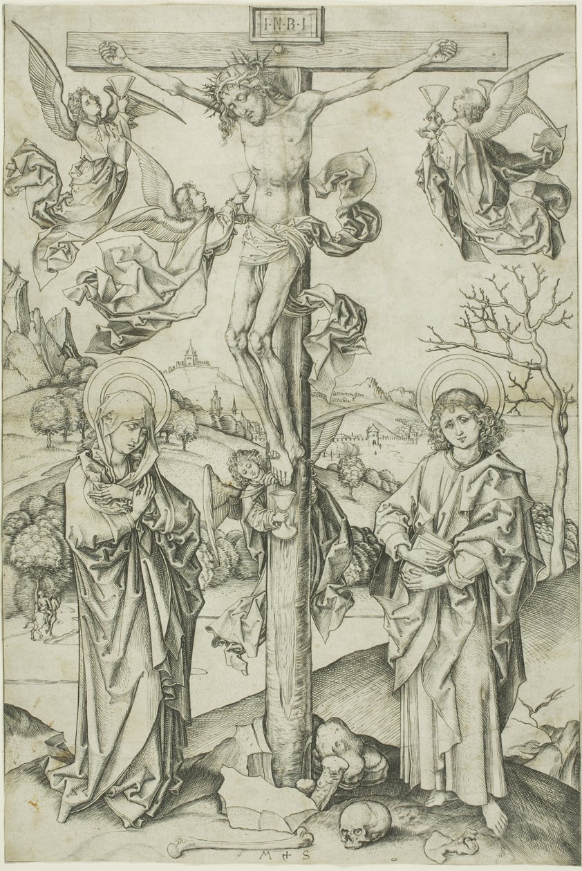 Korsfästelsen med fyra änglar av Martin Schongauer