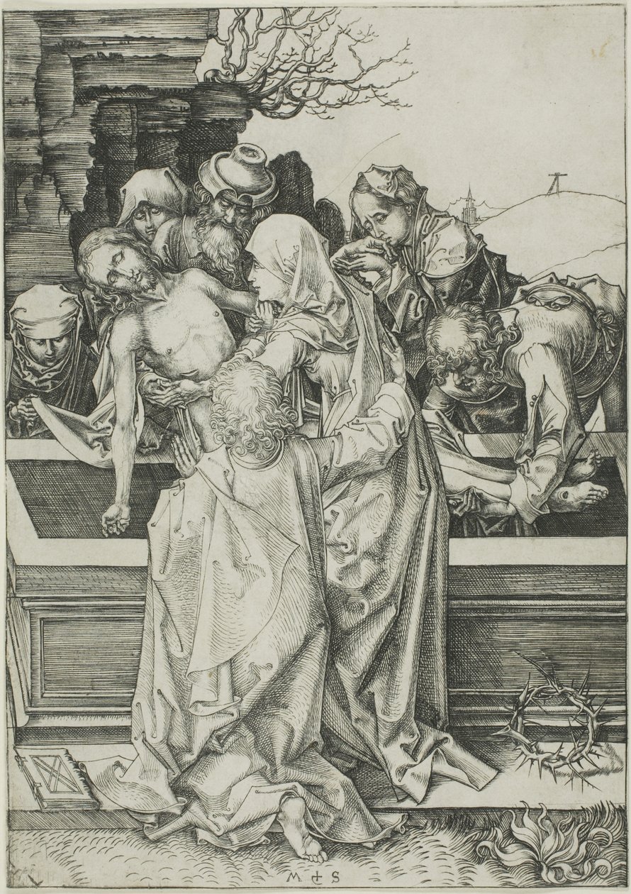 Gravläggningen, från Passionen av Martin Schongauer