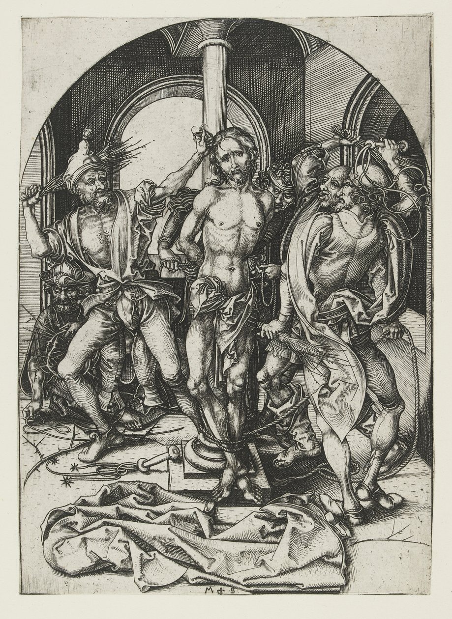 Flagelationen, sent 1400-tal av Martin Schongauer