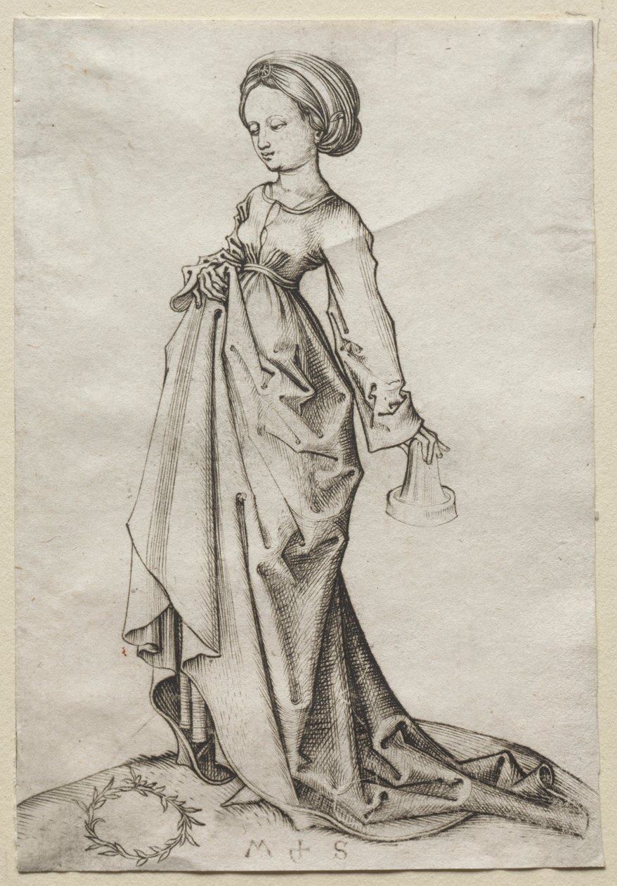 Den andra av de dåraktiga jungfrurna. av Martin Schongauer