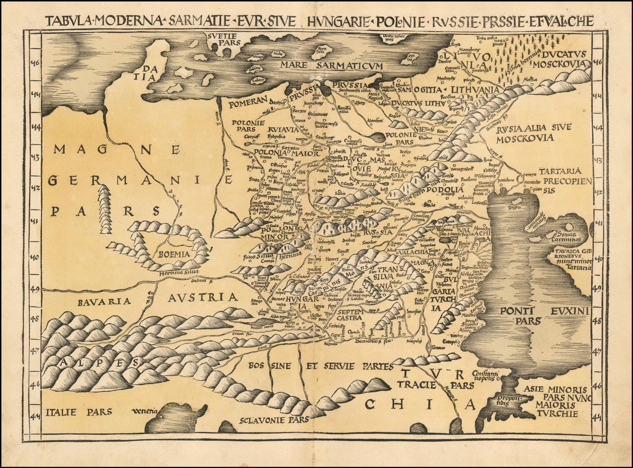 1513 års karta över Polen, Baltikum, Ungern och Östeuropa av Martin Waldseemüller av Martin Waldseemuller