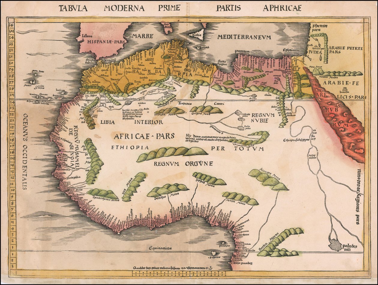 1513 års karta över Väst- och Nordafrika av Martin Waldseemüller av Martin Waldseemuller