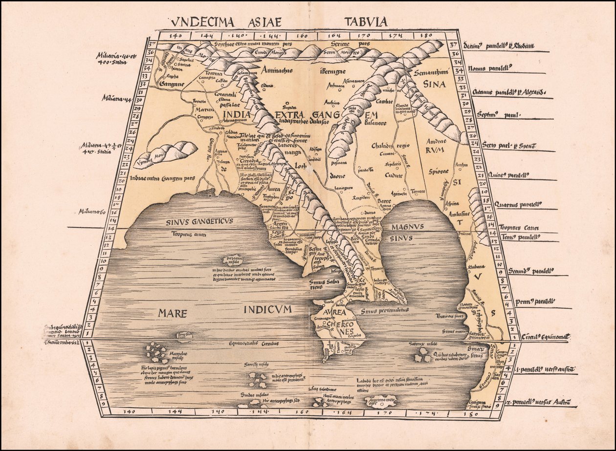 1513 Sydostasien, Kina och Indien karta av Martin Waldseemüller av Martin Waldseemuller