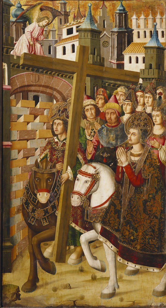 Sankta Helena och kejsar Heraclius (575-641) med det heliga korset framför Jerusalems portar av Martin & Ximenez Miguel (fl.1466-1505) Bernat