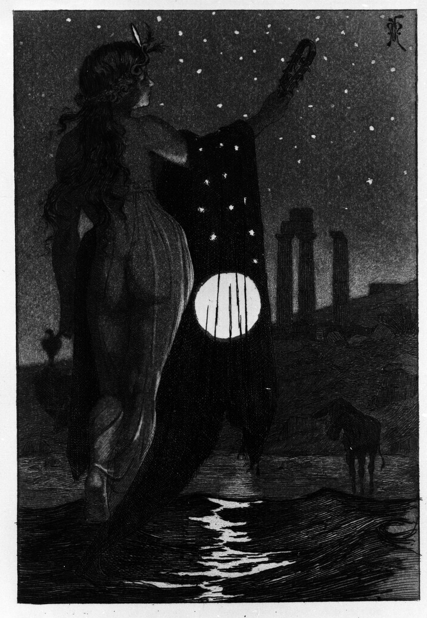 Photis förvandlade av misstag Lucius till en åsna Les Metamorphoses (Gyllene åsnan eller Asinus aureus), en roman skriven av Apulee (Lucius Apuleius) (cirka 125-cirka 180) på 200-talet. Etsande vatten av Martin Van Maele av Martin van Maele