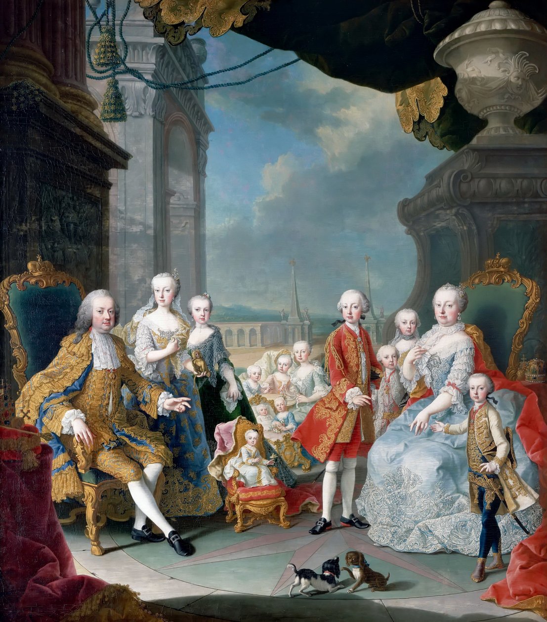 Maria Theresia från Österrike och Franciskus I med sina barn av Martin van Meytens the Younger