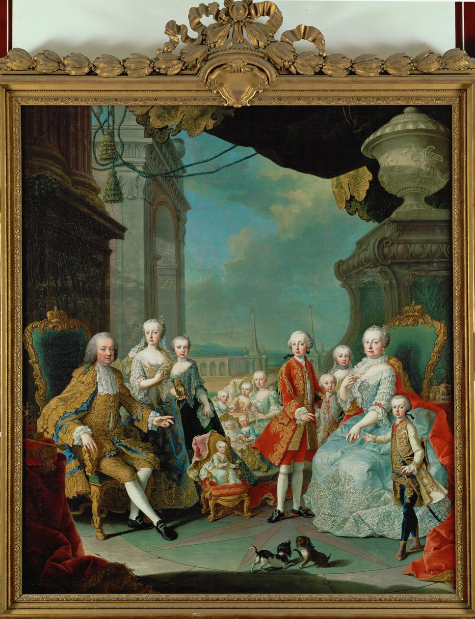 Kejsar Frans I, Maria Theresia och deras barn (målning på duk) av Martin van Mytens or Meytens