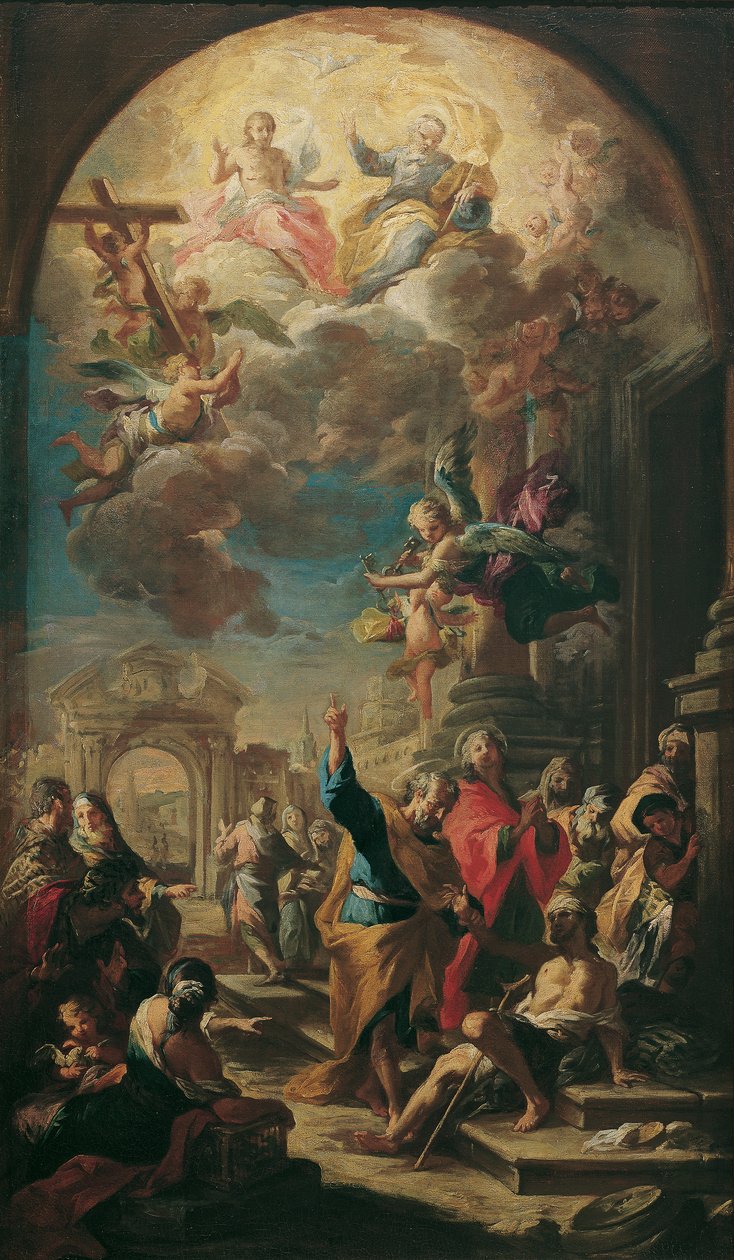 Apostlarna Petrus och Johannes botar en halt man av Martino Altomonte