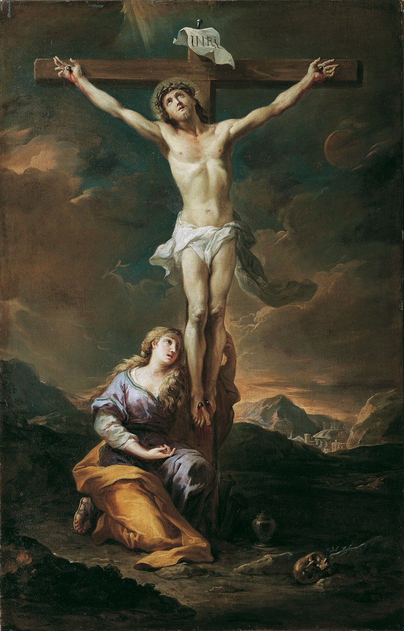 Krucifix med Maria Magdalena av Martino Altomonte