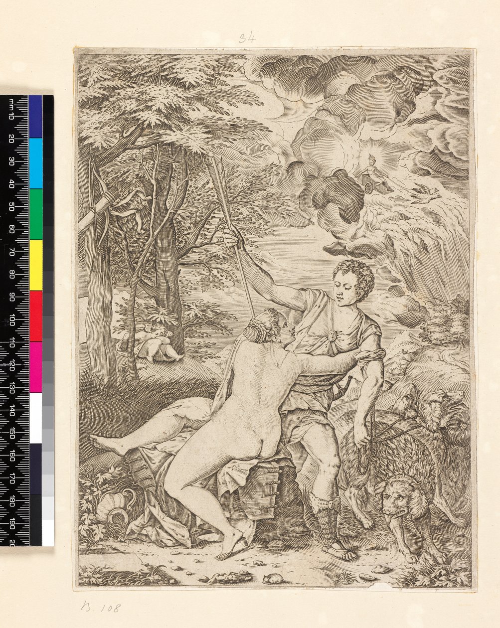 Venus och Adonis, c.1560-c.1580 av Martino Rota