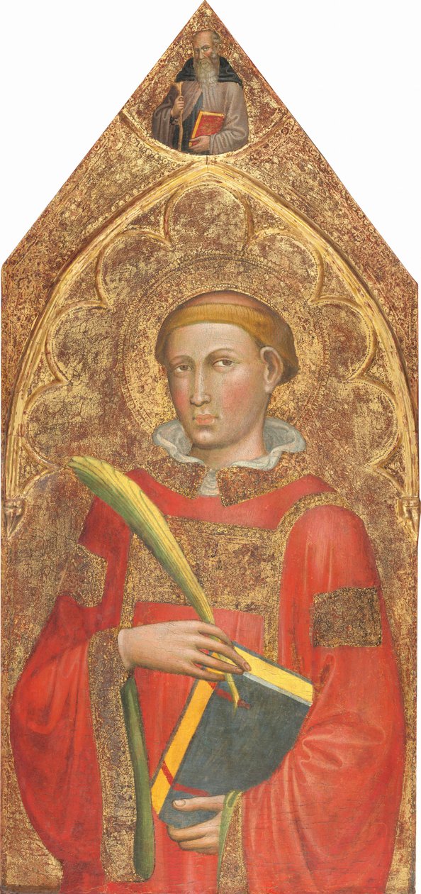 Diakon Saint, med Saint Anthony Abbot ovan, [höger panel], ca. 14151420. av Martino di Bartolomeo di Biagio