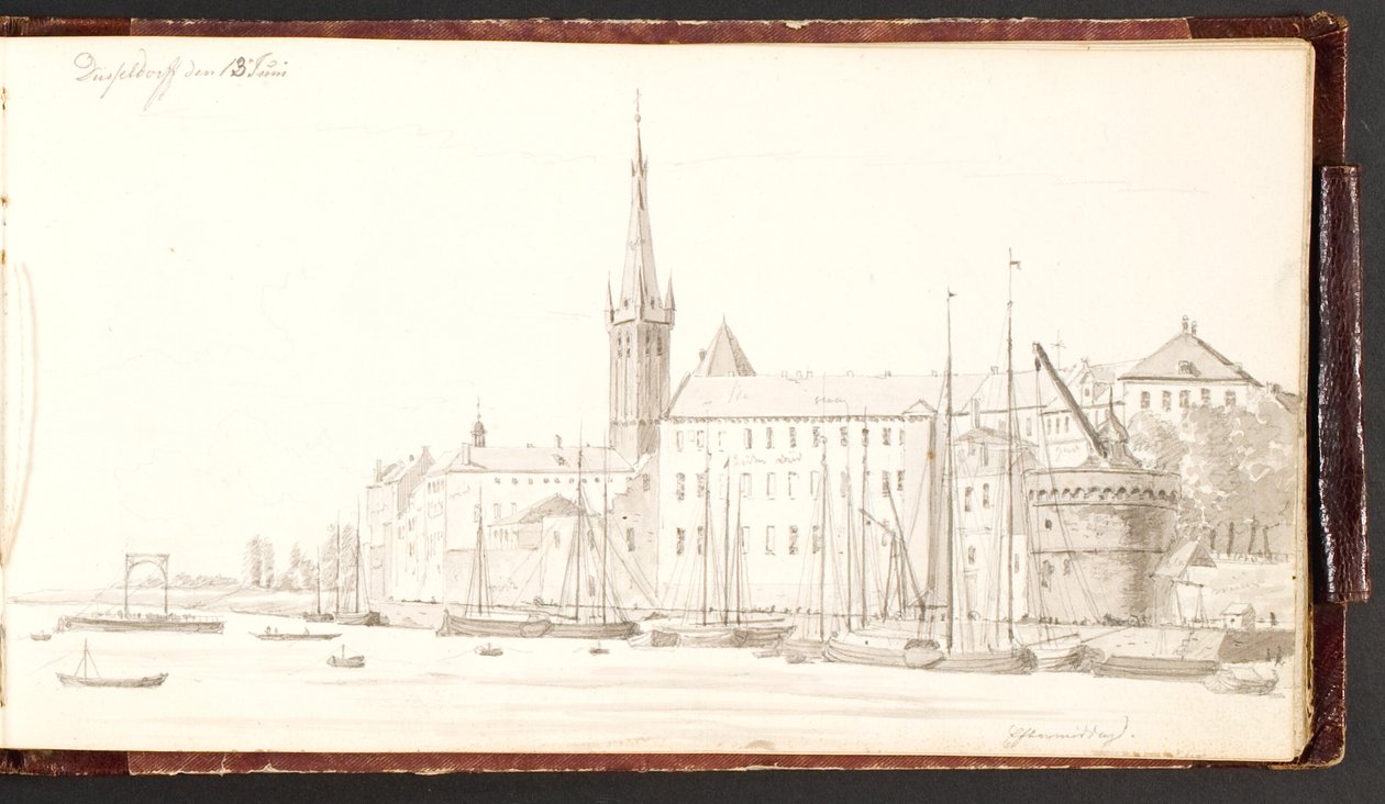 Düsseldorf sett från Rhen av Martinus Rørbye
