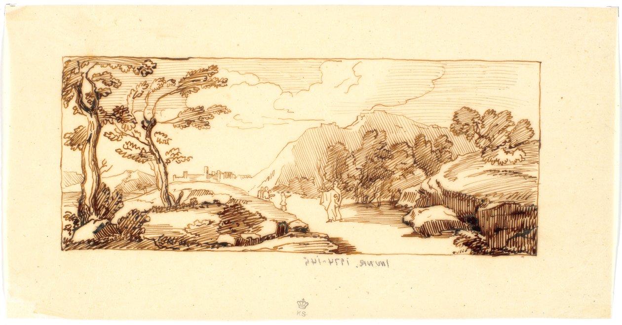 Landschaft mit biblischem Motiv av Martinus Rørbye