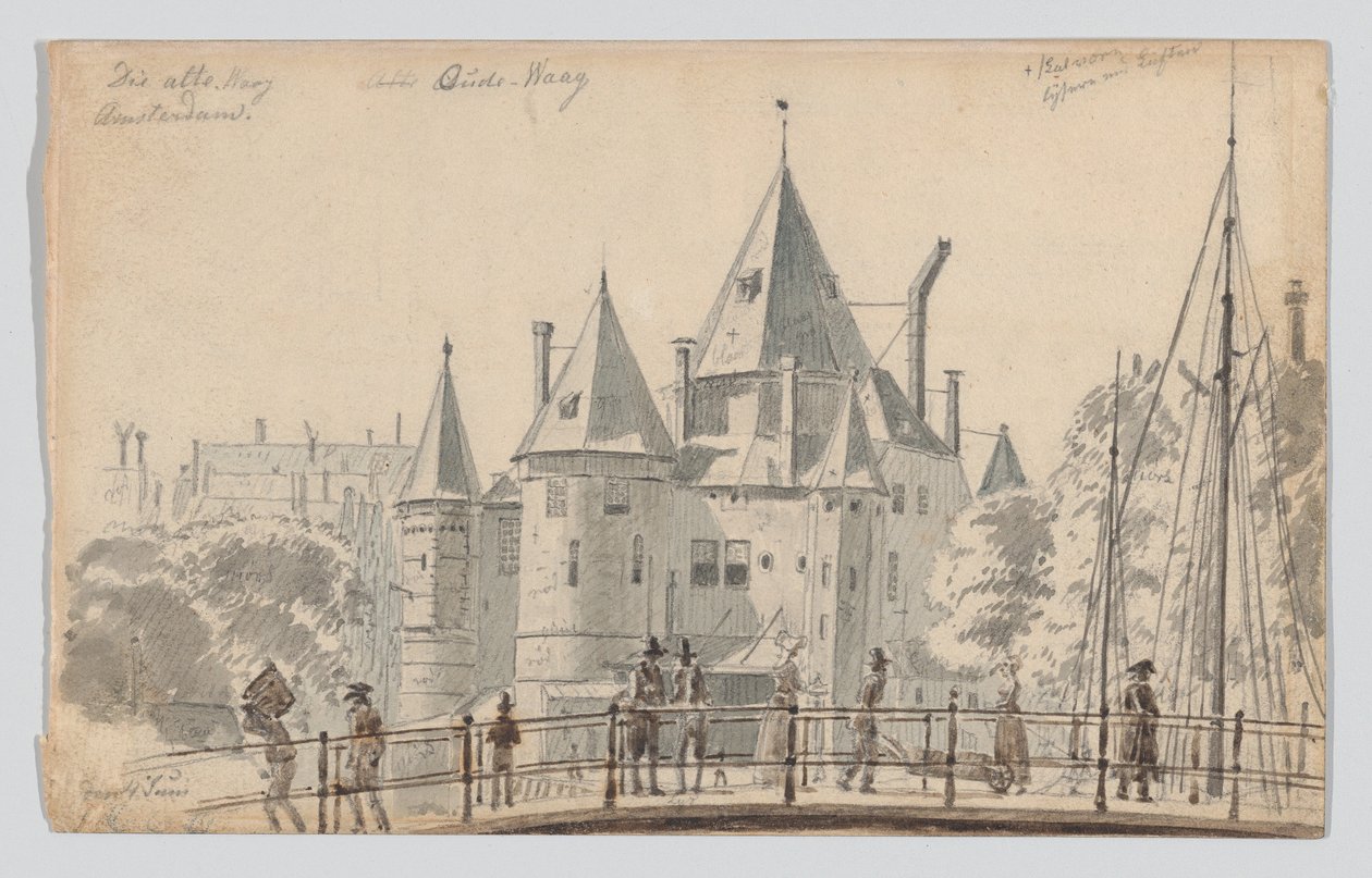 Oude Waag i Amsterdam sedd från nordost av Martinus Rørbye